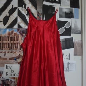 Red halter style dress